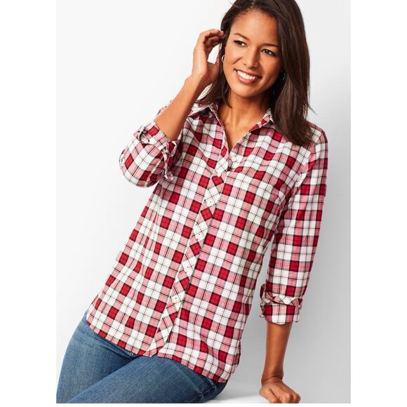 Talbots CLASSIC COTTON SHIRT - SHIMMER PLAID Size M - Picture 1 of 7